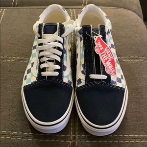 Vans size 10 blue/sky/white checkered lowtops
